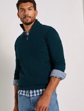 Gerippter Pullover mit Troyer-Kragen - Männer - sapphire green melange Gerippter Pullover mit Troyer-Kragen - Männer - sapphire green melange - 5 - TOM TAILOR