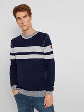 Melierter Strickpullover - Männer - navy white plated stripe Melierter Strickpullover - Männer - navy white plated stripe - 1 - TOM TAILOR