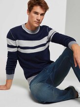 Melierter Strickpullover - Männer - navy white plated stripe Melierter Strickpullover - Männer - navy white plated stripe - 5 - TOM TAILOR