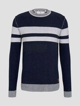 Melierter Strickpullover - Männer - navy white plated stripe Melierter Strickpullover - Männer - navy white plated stripe - 7 - TOM TAILOR