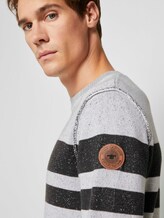 Melierter Strickpullover - Männer - white black plated stripe Melierter Strickpullover - Männer - white black plated stripe - 9 - TOM TAILOR