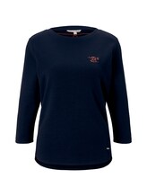 TOM TAILOR DENIM Damen Sweatshirt mit kleiner Stickerei, blau, Gr.XS