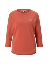 TOM TAILOR DENIM Damen Sweatshirt mit kleiner Stickerei, orange, Gr.S