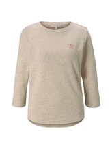 TOM TAILOR DENIM Damen Sweatshirt mit kleiner Stickerei, beige, Gr.XL