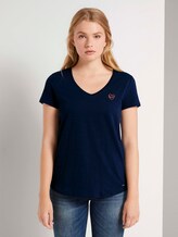 T-Shirt mit kleiner Stickerei - Frauen - Real Navy Blue T-Shirt mit kleiner Stickerei - Frauen - Real Navy Blue - 1 - TOM TAILOR Denim