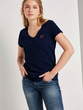 T-Shirt mit kleiner Stickerei - Frauen - Real Navy Blue T-Shirt mit kleiner Stickerei - Frauen - Real Navy Blue - 5 - TOM TAILOR Denim