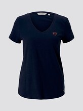 T-Shirt mit kleiner Stickerei - Frauen - Real Navy Blue T-Shirt mit kleiner Stickerei - Frauen - Real Navy Blue - 7 - TOM TAILOR Denim