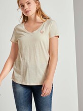T-Shirt mit kleiner Stickerei - Frauen - soft creme beige T-Shirt mit kleiner Stickerei - Frauen - soft creme beige - 5 - TOM TAILOR Denim