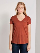 T-Shirt mit kleiner Stickerei - Frauen - burnt coral T-Shirt mit kleiner Stickerei - Frauen - burnt coral - 1 - TOM TAILOR Denim
