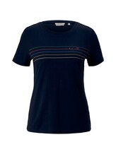 TOM TAILOR DENIM Damen T-Shirt mit Streifenprint, blau, Gr.M