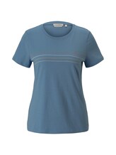 TOM TAILOR DENIM Damen T-Shirt mit Streifenprint, blau, Gr.L