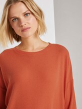 Geripptes Langarmshirt mit Fledermausärmeln - Frauen - burnt coral Geripptes Langarmshirt mit Fledermausärmeln - Frauen - burnt coral - 10 - TOM TAILOR Denim