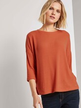 Geripptes Langarmshirt mit Fledermausärmeln - Frauen - burnt coral Geripptes Langarmshirt mit Fledermausärmeln - Frauen - burnt coral - 5 - TOM TAILOR Denim