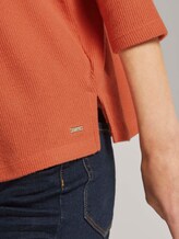 Geripptes Langarmshirt mit Fledermausärmeln - Frauen - burnt coral Geripptes Langarmshirt mit Fledermausärmeln - Frauen - burnt coral - 9 - TOM TAILOR Denim