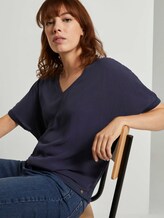 Crêpe T-Shirt im Materialmix - Frauen - Real Navy Blue Crêpe T-Shirt im Materialmix - Frauen - Real Navy Blue - 5 - TOM TAILOR Denim