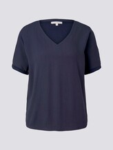 Crêpe T-Shirt im Materialmix - Frauen - Real Navy Blue Crêpe T-Shirt im Materialmix - Frauen - Real Navy Blue - 7 - TOM TAILOR Denim