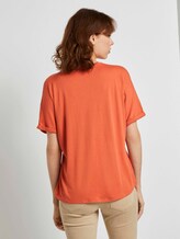 Crêpe T-Shirt im Materialmix - Frauen - burnt coral Crêpe T-Shirt im Materialmix - Frauen - burnt coral - 2 - TOM TAILOR Denim