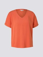 Crêpe T-Shirt im Materialmix - Frauen - burnt coral Crêpe T-Shirt im Materialmix - Frauen - burnt coral - 7 - TOM TAILOR Denim