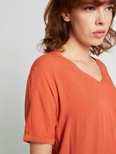 Crêpe T-Shirt im Materialmix - Frauen - burnt coral Crêpe T-Shirt im Materialmix - Frauen - burnt coral - 9 - TOM TAILOR Denim