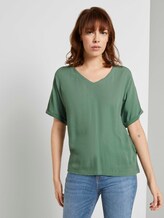 Crêpe T-Shirt im Materialmix - Frauen - vintage green Crêpe T-Shirt im Materialmix - Frauen - vintage green - 1 - TOM TAILOR Denim
