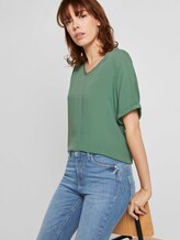 Crêpe T-Shirt im Materialmix - Frauen - vintage green Crêpe T-Shirt im Materialmix - Frauen - vintage green - 5 - TOM TAILOR Denim