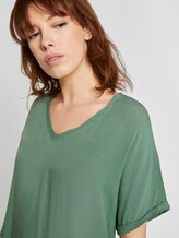Crêpe T-Shirt im Materialmix - Frauen - vintage green Crêpe T-Shirt im Materialmix - Frauen - vintage green - 9 - TOM TAILOR Denim