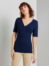 Henley-Shirt in Ripp-Optik - Frauen - Real Navy Blue Henley-Shirt in Ripp-Optik - Frauen - Real Navy Blue - 1 - TOM TAILOR Denim