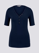 Henley-Shirt in Ripp-Optik - Frauen - Real Navy Blue Henley-Shirt in Ripp-Optik - Frauen - Real Navy Blue - 7 - TOM TAILOR Denim