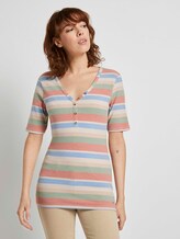 Henley-Shirt in Ripp-Optik - Frauen - multicolor stripe Henley-Shirt in Ripp-Optik - Frauen - multicolor stripe - 1 - TOM TAILOR Denim