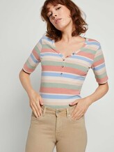 Henley-Shirt in Ripp-Optik - Frauen - multicolor stripe Henley-Shirt in Ripp-Optik - Frauen - multicolor stripe - 5 - TOM TAILOR Denim