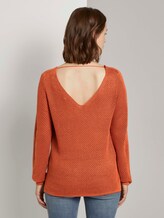Strukturierter Pullover mit V-Ausschnitt - Frauen - burnt coral Strukturierter Pullover mit V-Ausschnitt - Frauen - burnt coral - 2 - TOM TAILOR Denim