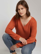 Strukturierter Pullover mit V-Ausschnitt - Frauen - burnt coral Strukturierter Pullover mit V-Ausschnitt - Frauen - burnt coral - 5 - TOM TAILOR Denim