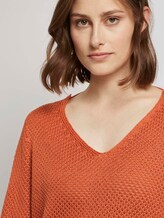 Strukturierter Pullover mit V-Ausschnitt - Frauen - burnt coral Strukturierter Pullover mit V-Ausschnitt - Frauen - burnt coral - 9 - TOM TAILOR Denim