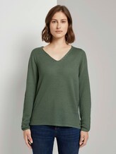 Strukturierter Pullover mit V-Ausschnitt - Frauen - vintage green Strukturierter Pullover mit V-Ausschnitt - Frauen - vintage green - 1 - TOM TAILOR Denim
