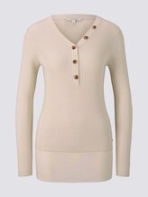 Geribde Henley Neck Pullover - Vrouwen - soft creme beige Geribde Henley Neck Pullover - Vrouwen - soft creme beige - 7 - TOM TAILOR Denim