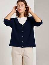 Melierter Cardigan mit Knopfleiste - Frauen - Real Navy Blue Melierter Cardigan mit Knopfleiste - Frauen - Real Navy Blue - 5 - TOM TAILOR Denim