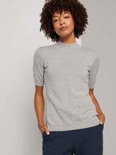 Kurzarm Pullover mit Stehkragen - Frauen - soft light grey melange Kurzarm Pullover mit Stehkragen - Frauen - soft light grey melange - 5 - Mine to five