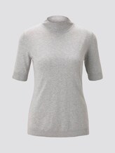 Kurzarm Pullover mit Stehkragen - Frauen - soft light grey melange Kurzarm Pullover mit Stehkragen - Frauen - soft light grey melange - 7 - Mine to five