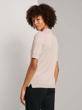 Kurzarm Pullover mit Stehkragen - Frauen - light powder beige melange Kurzarm Pullover mit Stehkragen - Frauen - light powder beige melange - 2 - Mine to five