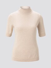 Kurzarm Pullover mit Stehkragen - Frauen - light powder beige melange Kurzarm Pullover mit Stehkragen - Frauen - light powder beige melange - 7 - Mine to five