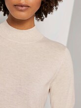 Kurzarm Pullover mit Stehkragen - Frauen - light powder beige melange Kurzarm Pullover mit Stehkragen - Frauen - light powder beige melange - 9 - Mine to five