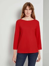 Strukturiertes Shirt mit 3/4-Arm - Frauen - Strong Red Strukturiertes Shirt mit 3/4-Arm - Frauen - Strong Red - 1 - TOM TAILOR