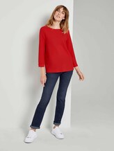 Strukturiertes Shirt mit 3/4-Arm - Frauen - Strong Red Strukturiertes Shirt mit 3/4-Arm - Frauen - Strong Red - 3 - TOM TAILOR