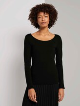 Basic Langarmshirt mit U-Boot-Ausschnitt - Frauen - Deep Black Basic Langarmshirt mit U-Boot-Ausschnitt - Frauen - Deep Black - 1 - Mine to five