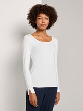 Basic Langarmshirt mit U-Boot-Ausschnitt - Frauen - White Basic Langarmshirt mit U-Boot-Ausschnitt - Frauen - White - 1 - Mine to five