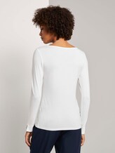 Basic Langarmshirt mit U-Boot-Ausschnitt - Frauen - White Basic Langarmshirt mit U-Boot-Ausschnitt - Frauen - White - 2 - Mine to five