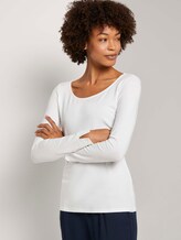 Basic Langarmshirt mit U-Boot-Ausschnitt - Frauen - White Basic Langarmshirt mit U-Boot-Ausschnitt - Frauen - White - 5 - Mine to five