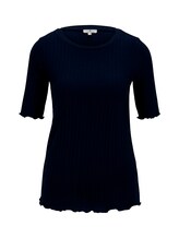 TOM TAILOR Damen T-Shirt in Ripp-Optik, blau, Gr.XL