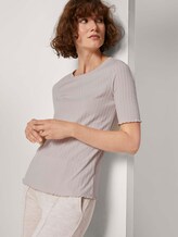 T-Shirt in Ripp-Optik - Frauen - desert sand melange T-Shirt in Ripp-Optik - Frauen - desert sand melange - 5 - TOM TAILOR