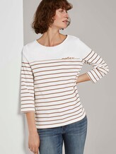 Gestreiftes Shirt mit 3/4-Arm - Frauen - Whisper White Gestreiftes Shirt mit 3/4-Arm - Frauen - Whisper White - 5 - TOM TAILOR
